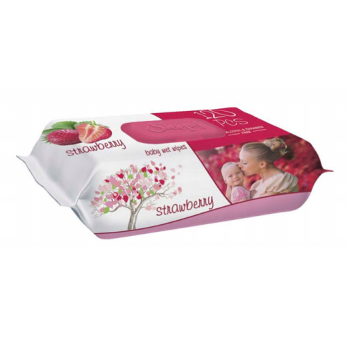 Вологі серветки з клапаном Sleepy Полуниця, 120 шт